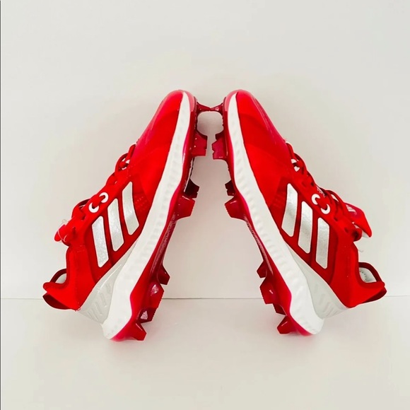 Adidas Women’s PureHustle W TPU Softball Cleats Red Silver White FV9045 - Picture 4 of 5